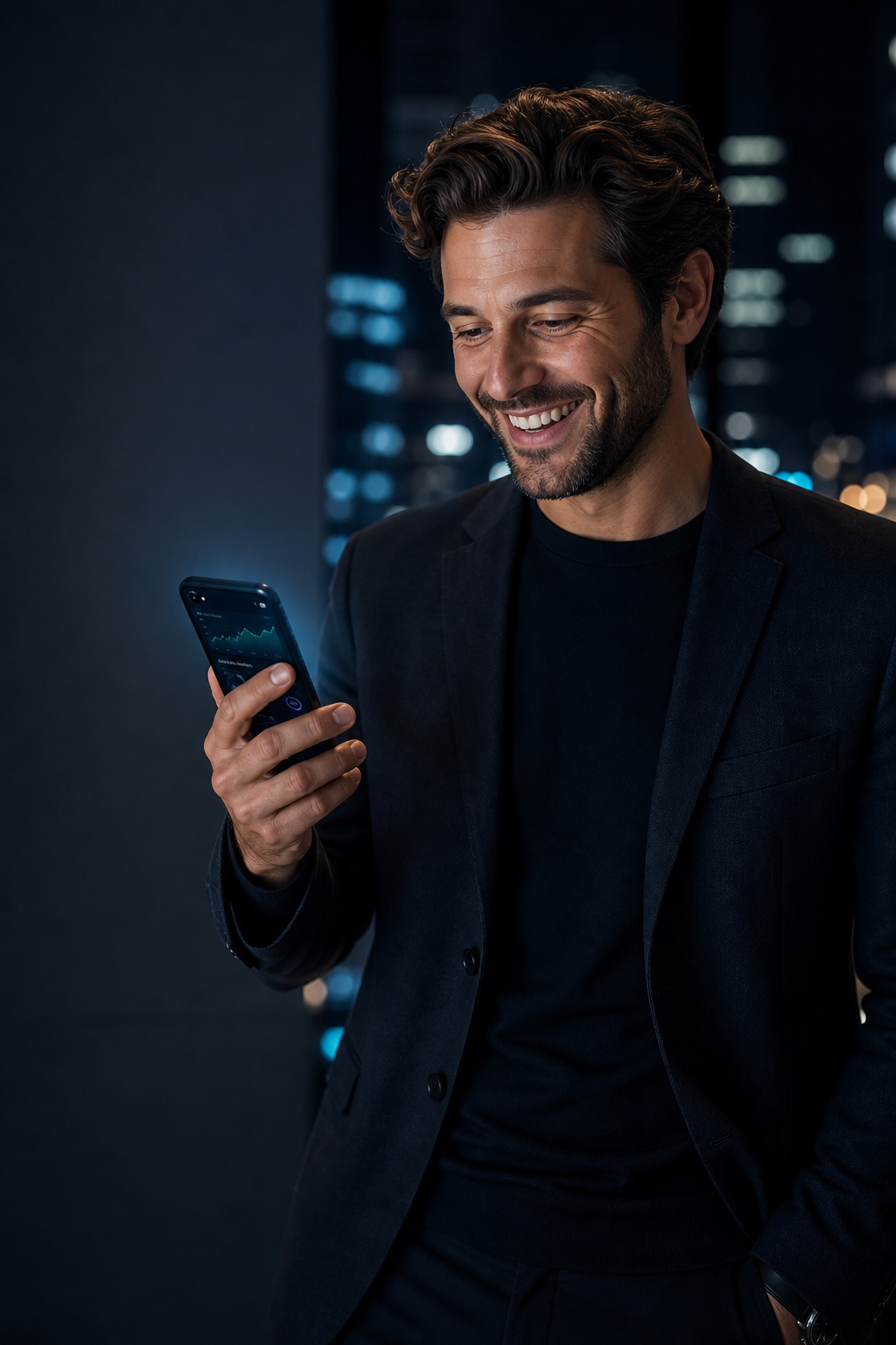 Usuario explorando Aigent AI en un smartphone